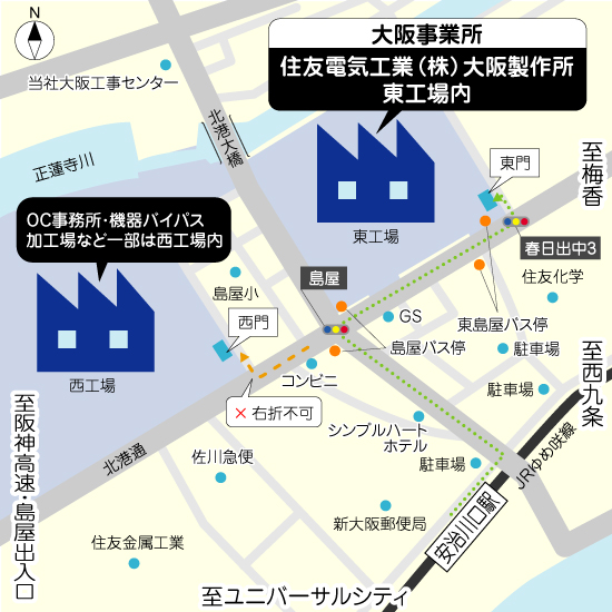 JPS大阪事業所地図